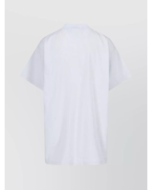 Balenciaga Blue Cotton Oversized Logo Print T-Shirt for men