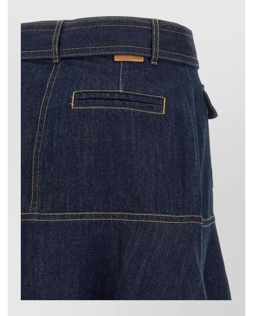Zimmermann Blue Denim High-Rise A-Line Midi Skirt