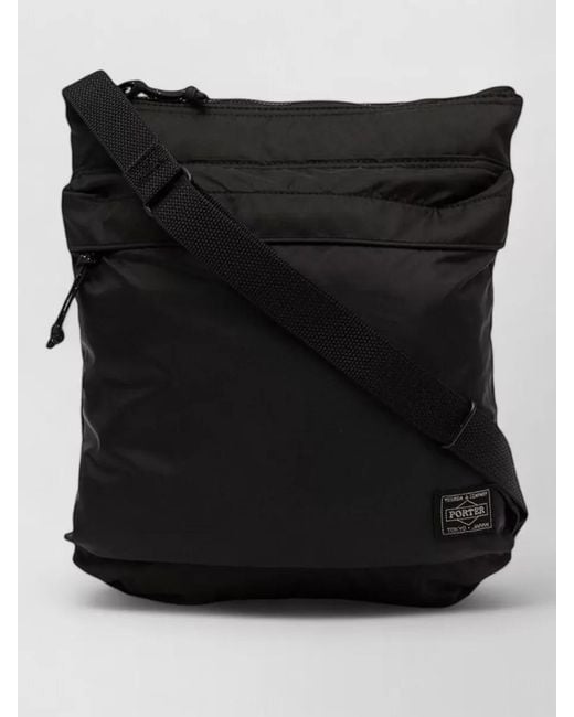 Porter-Yoshida and Co Black Shoulder Bag Square Shape Zip Compartments for men