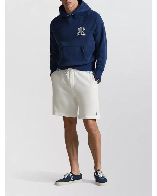 Polo Ralph Lauren White Fleece Shorts Side Pockets Back Pocket for men