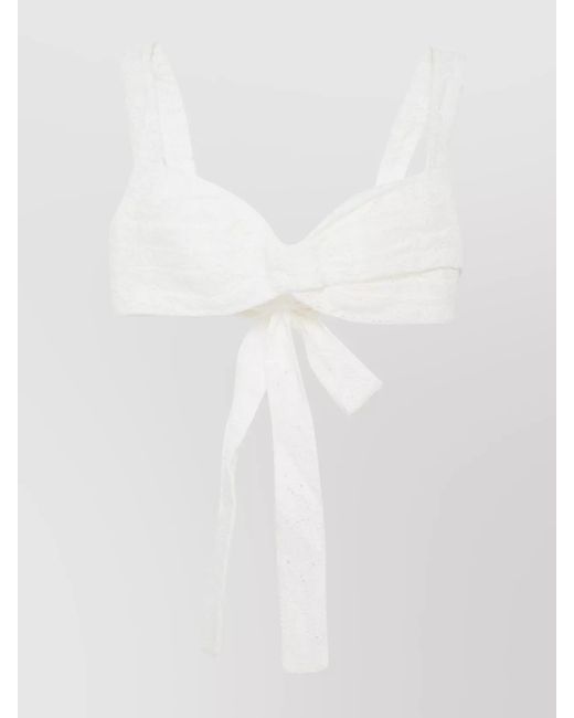 Zimmermann White Bow Detail Cotton Bralette