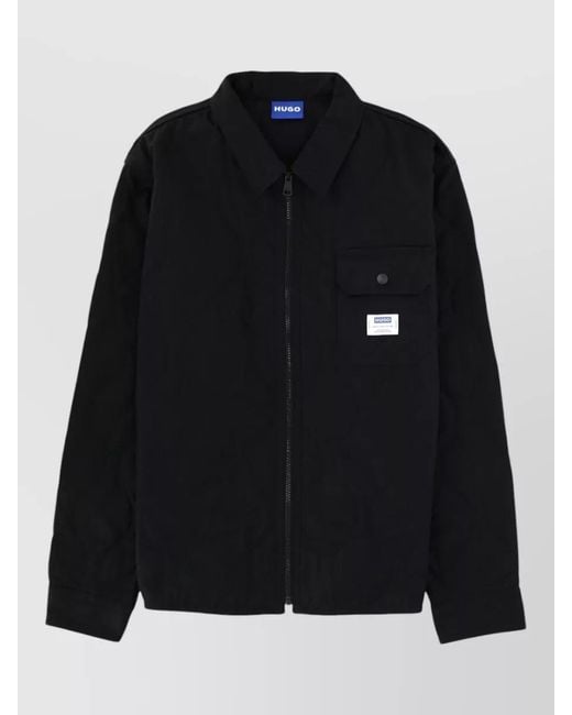 HUGO Black Cotton Overshirt for men