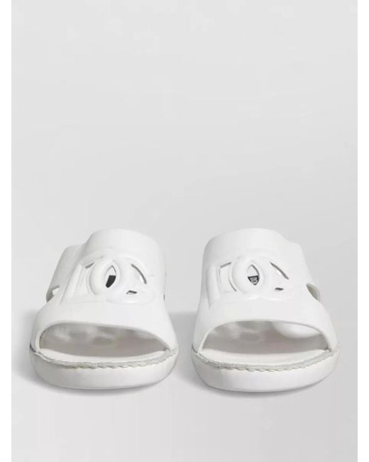 Dolce & Gabbana White Leather Slides for men