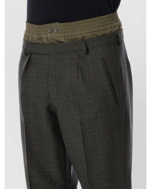 Prada Black Slim Tailored Wool Trousers Contrast Waistband Cuffs for men