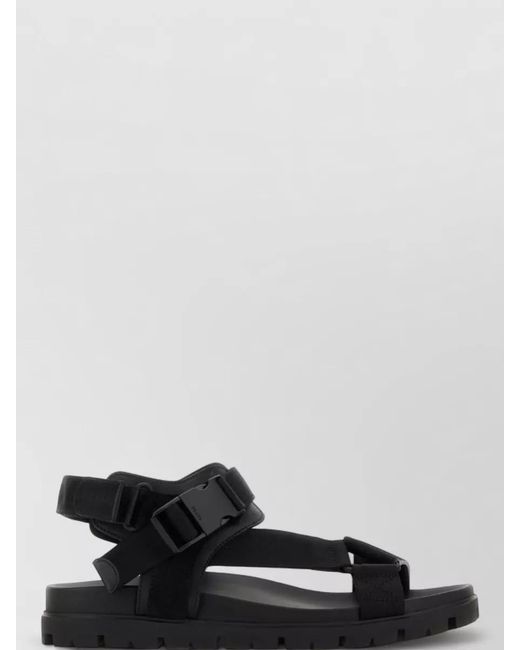 Prada Black Fabric Suede Sandals Open Toe Flat Sole for men