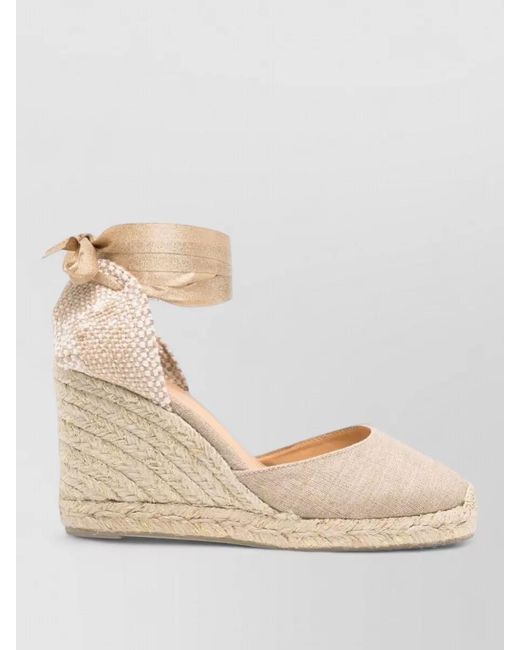 Castaner Natural Woven Tie-Fastening Espadrille Wedges