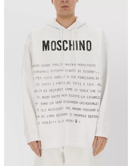 Moschino White Cotton Regular-Fit Hoodie for men