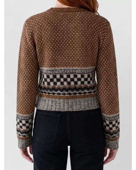 Golden Goose Deluxe Brand Brown Crewneck Wool Blend Geometric Sweater