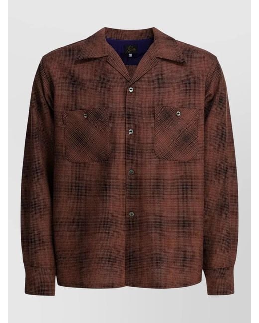 Needles Brown Checked Wool Shirt for men
