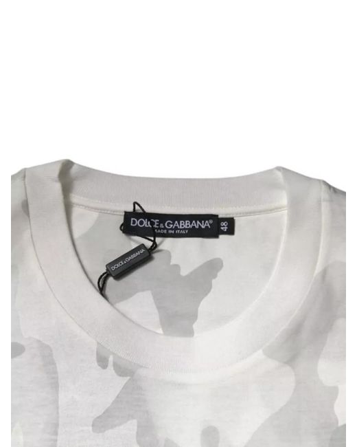 Dolce & Gabbana Gray Cotton Camouflage-Print Crew-Neck T-Shirt for men