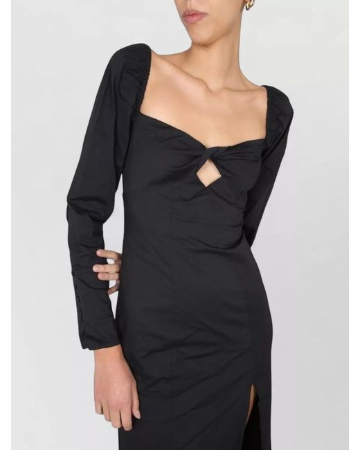 Staud White Josephine Dress Square Neckline Front Slit