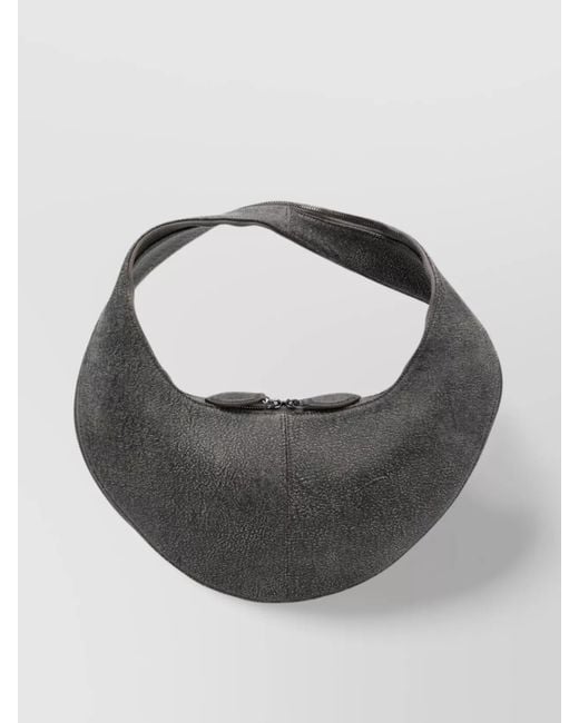 Maeden Gray Zip Medium Bag Curved Shape