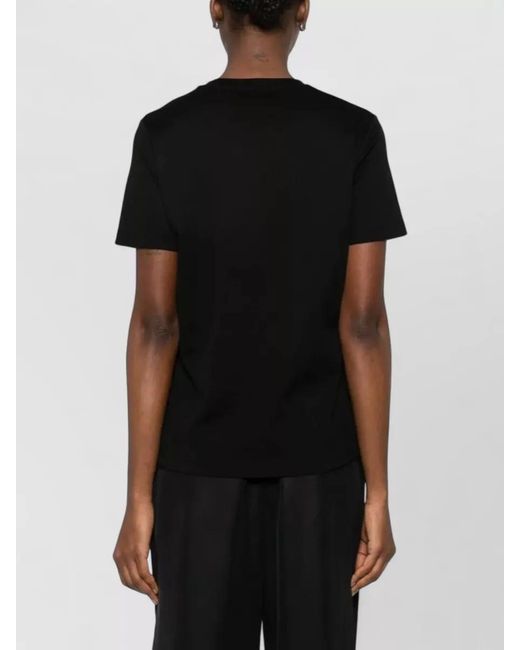 Elisabetta Franchi Black Cotton Logo-Embroidered T-Shirt