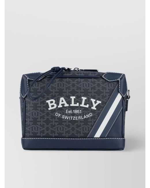 Bally Blue Adjustable Strap Crossbody Bag With Front Zip Pocket for men