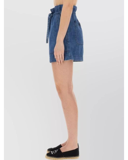 Isabel Marant Blue Cotton Regular-Fit Knee-Length Shorts