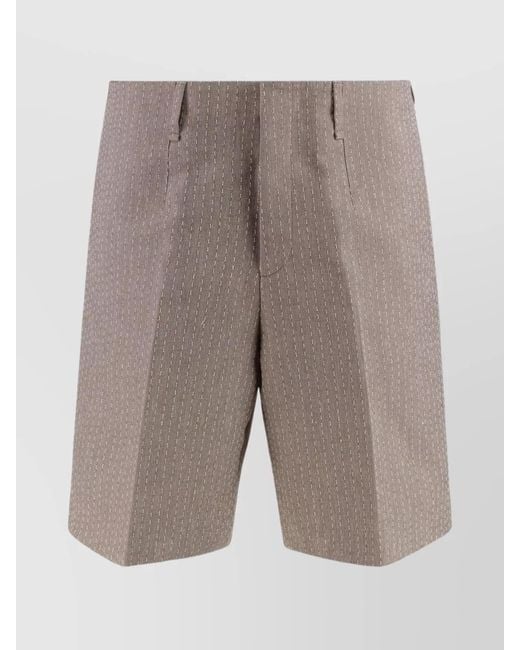 Fendi Gray Bermuda Shorts Cotton Pinstripes for men