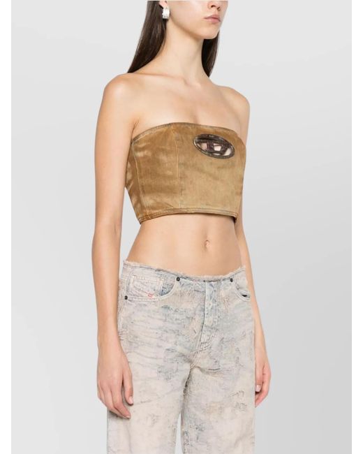 DIESEL Natural Denim Strapless Cropped Top