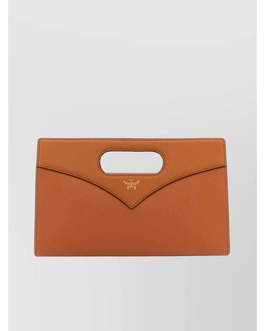 MCM Brown Diamond Small Leather Clutch Bag