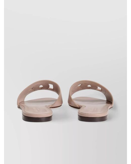 Dolce & Gabbana Multicolor Logo Leather Flat Sandals