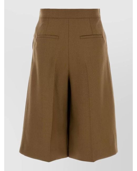 Max Mara Natural Wool High Waisted Tailored Bermuda Shorts