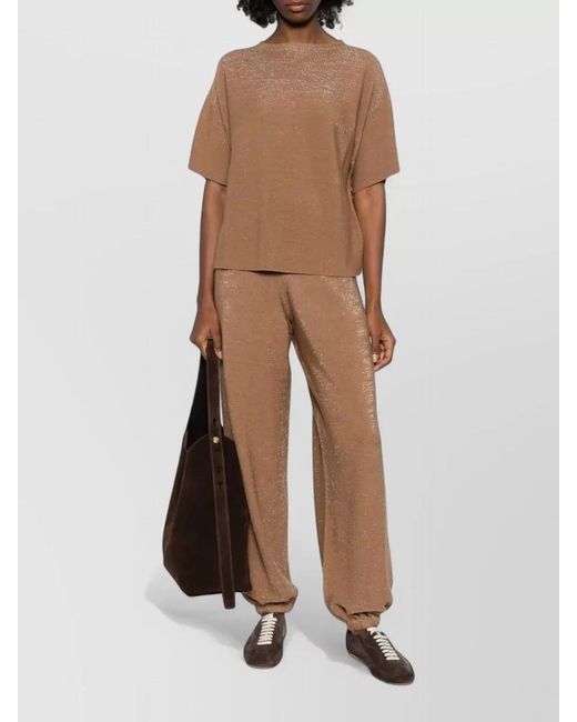 Fabiana Filippi Brown Short-Sleeve Wool And Cotton Knitted Top