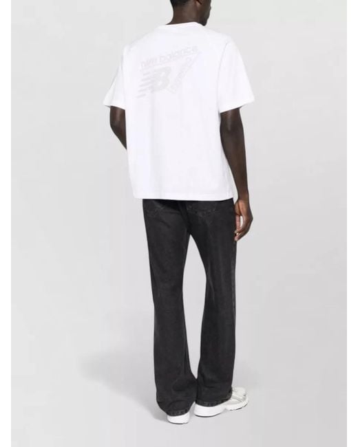 New Balance White Logo-Print Cotton Short-Sleeve T-Shirt for men