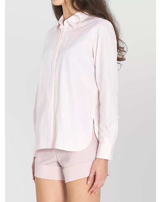 Max Mara Pink Striped Cotton Poplin Long-Sleeve Shirt