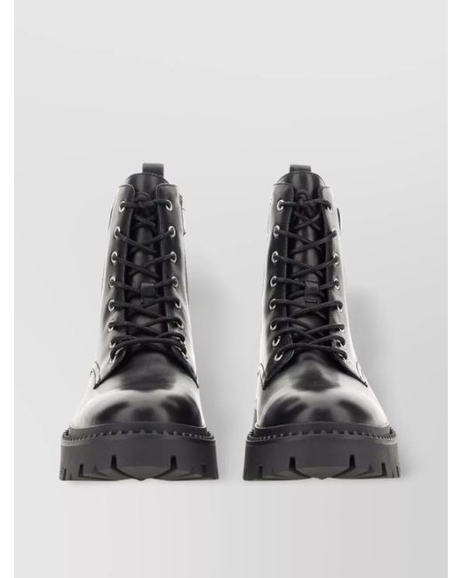 Ash Black Chunky Sole Ankle Length Buckle Strap Boots