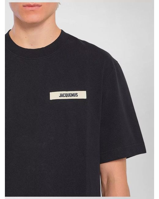 Jacquemus Black Gros Grain Organic Cotton Crewneck T Shirt for men