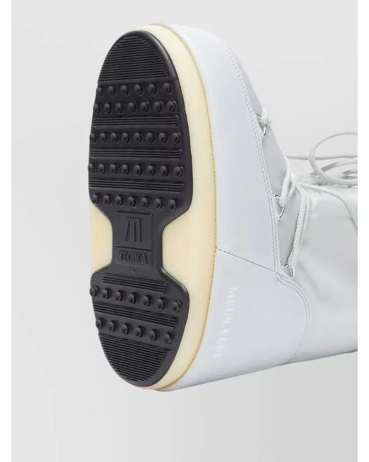 Moon Boot White Icon High Top Nylon Boots Rubber Sole