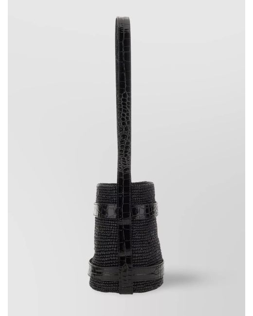 Manebí White Woven Basket Raffia Shoulder Bag