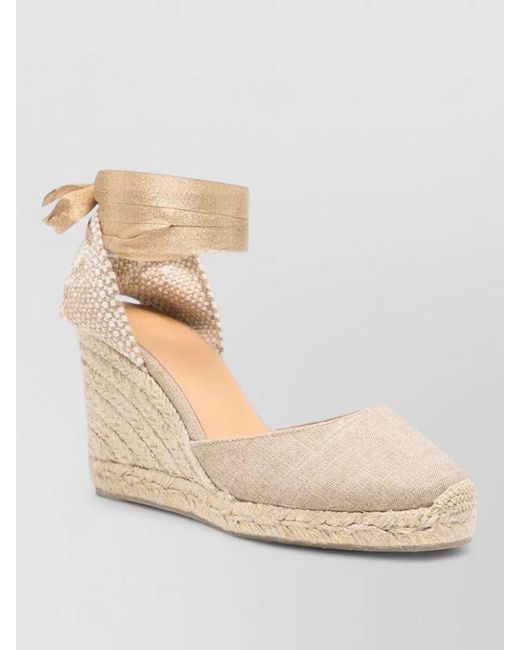 Castaner Natural Woven Tie-Fastening Espadrille Wedges