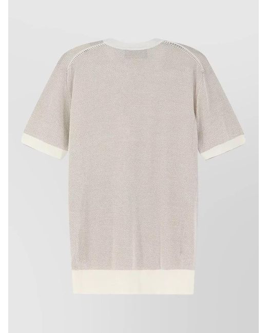 Boss White Textured Crew Neck Short Sleeve Top for men