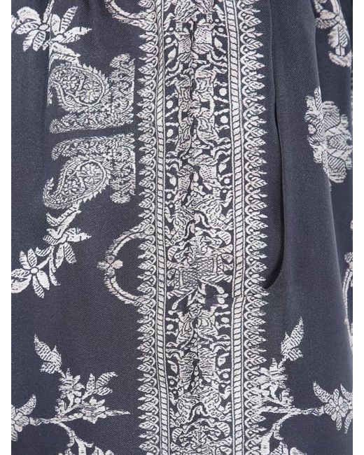 Pierre Louis Mascia Blue Aloes Trousers Floral Motif Side Pockets