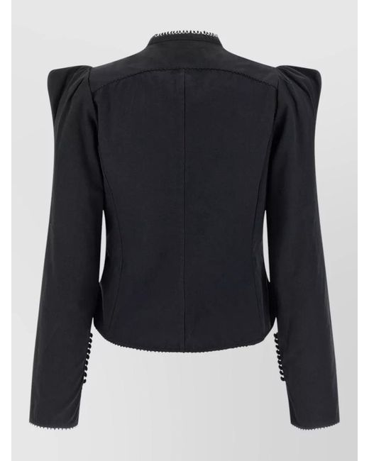 Isabel Marant Black Cotton Ruffled Long-Sleeve Shirt