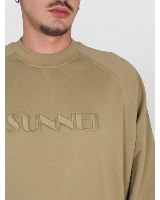 Sunnei Natural Sweatshirt Logo Embroidery Raglan Sleeves for men