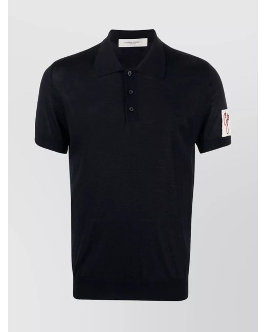 Golden Goose Deluxe Brand Black Merino Wool Short-Sleeve Polo Shirt for men
