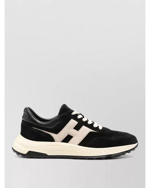 Hogan White Lace Up Shoes Contrast Panel Rubber Sole for men