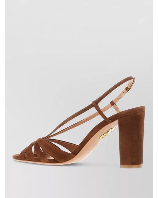 Aquazzura Brown Aimee Sandals Sling Back Block Heel