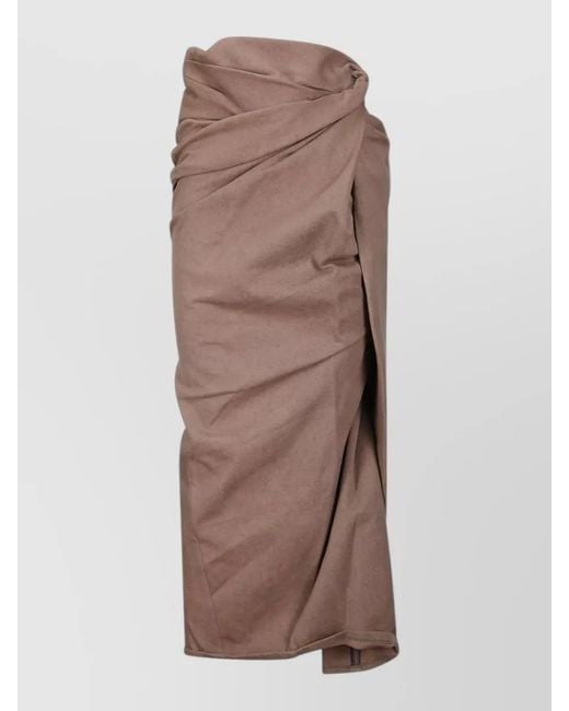 DIESEL Brown Denim Draped Side-Slit Maxi Skirt