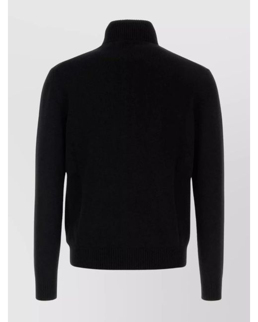 Prada Black High Collar Cashmere Cardigan for men