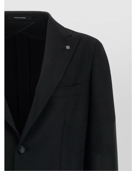 Tagliatore Black Virgin Wool Blazer for men