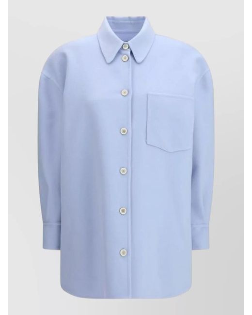 Fabiana Filippi Blue Wool Oversized Shirt Jacket