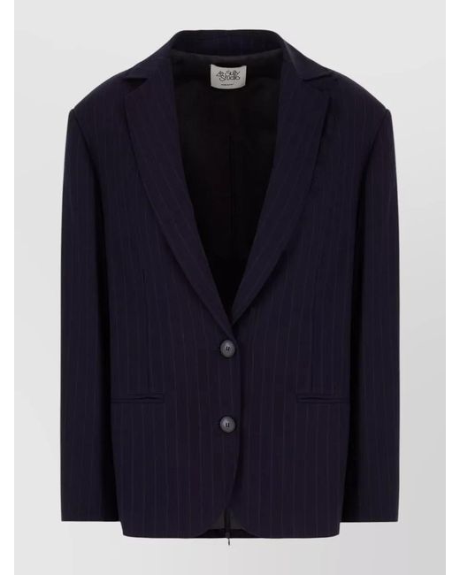 LE SULLY STUDIO Blue Pinstripe Jacket And Gilet Notched Lapels Pockets