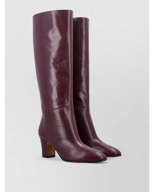 Alberta Ferretti Purple Leather Knee-High Boots