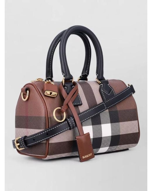 Burberry Black Mini Check Padlock Tote Bag