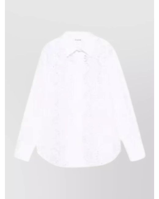 P.A.R.O.S.H. White Eyelet Detail Long Sleeve Shirt