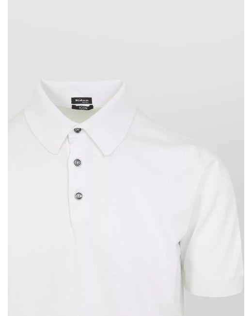 Kiton White Cotton Short-Sleeve Polo Shirt for men