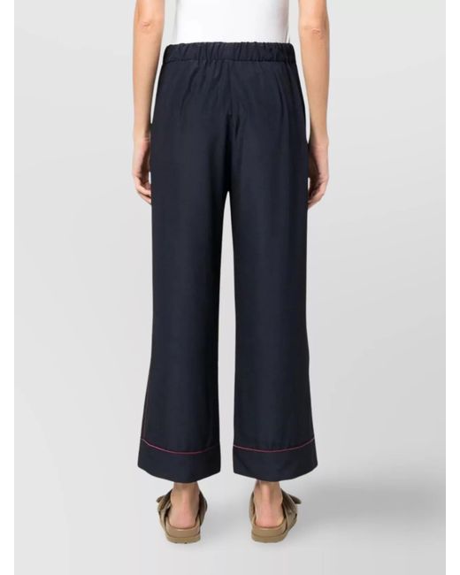 P.A.R.O.S.H. Blue Cropped Straight-Leg Trousers