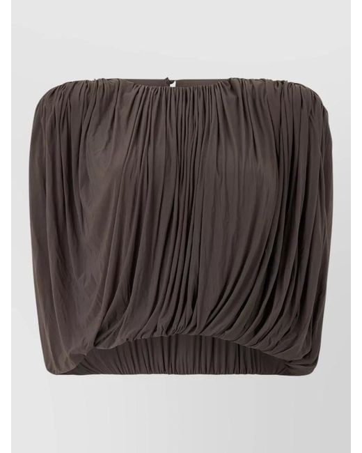 Magda Butrym Black Strapless Pleated Top Loose Fit
